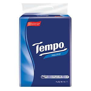 Lốc 4 Gói Khăn Giấy Cao Cấp Tempo Softpack Không Mùi, 4 Lớp, Không Gây Kích Ứng Da (90 Tờ/ Gói) - Thương Hiệu Đức