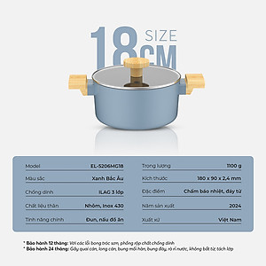 Nồi chống dính vân gỗ Elmich Nature EL-5206MG