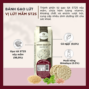 Bánh gạo lứt mầm ST25 GUfoods - Giàu chất xơ và GABA tự nhiên, Không chiên dầu, Không đường, Lành mạnh, Phù hợp Eat clean, Ăn vặt healthy, Thực dưỡng, Tập Gym, Thuần chay