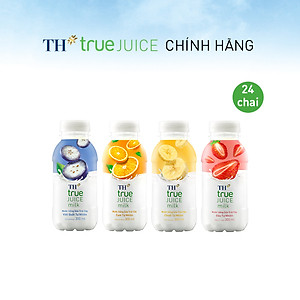 Thùng 24 chai combo mix sữa dâu, cam, chuối, việt quất tự nhiên TH True Juice Milk 300ml (300ml x 24 chai)