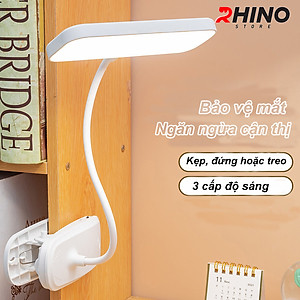 Đèn học LED gắn kẹp bảo vệ mắt chống cận cảm ứng Rhino L401, tích điện đa năng làm việc, để bàn học - Hàng chính hãng