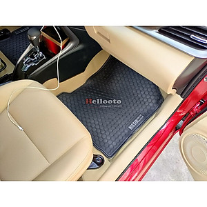 Thảm lót sàn cao su xe Toyota Vios 2014- 2022 (Mẫu Nissin tổ ong CHỮ TRẮNG)