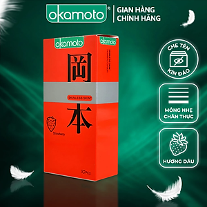 Bao Cao Su Okamoto Skinless Skin Strawberry (Hộp 10 Gói)
