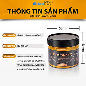Sáp Ong Đánh Bóng Đồ Gỗ, Sàn Gỗ Mifan Beeswax 80gr - Làm mới, Phục hồi màu gỗ, vết xước bàn ghế, tủ, cửa gỗ - Hàng chính hãng