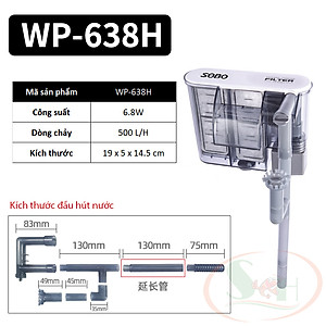 Lọc thác Sobo Slim Hanging Filter 618H, 628H, 638H mini treo bể cá tép thủy sinh