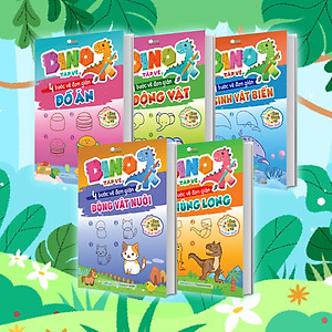 Combo DINO tập vẽ - 4 bước tập vẽ đơn giản cho bé (5 cuốn)