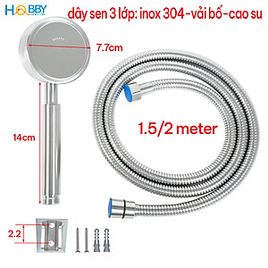 Bộ tay sen tắm hỗ trợ tăng áp inox 304 Hobby home decor BST2 dây tùy chọn