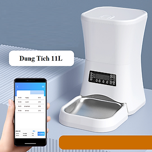 Máy Cho Chó Mèo Ăn Tự Động Dung Tích 11L - Máy Cho Mèo Ăn Có Màn Hình Hiển Thị - Có Video Và Ảnh Thật