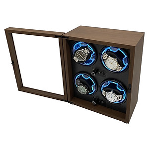 Hộp Xoay Đồng Hồ Cơ 4 Ngăn SAIKE SAIKE S4001 Vỏ Gỗ - Có Đèn LED - SANG TRỌNG