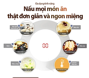 Nồi Chưng Yến, Nồi Hầm Kho Đa Năng, Nồi Nấu Chậm BEAR DDZ-B25Q3 Bản Tiếng Anh 5 Trong 1 BEAR Dung Tích 2.5 Lít Công Suất 400 W - Hàng Chính Hãng