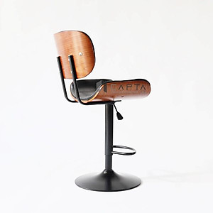 Ghế bar thân gỗ nệm da Pu CB2287A-P Nội thất Capta Ghế đảo bếp lưng gỗ nệm bọc da PU màu đen chân thép sơn tĩnh điện màu đen tăng giảm