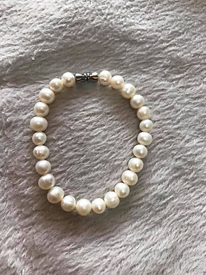 Vòng NGỌC TRAI NỮ ĐEO SIZE 7LY5 VÒNG GỒM 25 HẠT ĐÚNG CUNG SANH  MÀU TRẮNG 