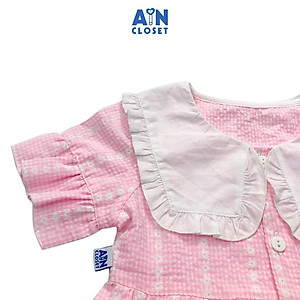 Đầm bé gái họa tiết Caro nhí hồng cổ thủy thủ cotton - AICDBGWSXX7K - AIN Closet