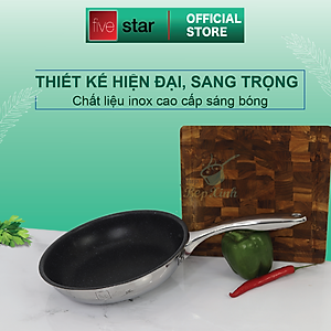 Bộ nồi và chảo chống dính vân đá inox 304 cao cấp Fivestar Plus 5 món nắp kính , tặng 1 vá canh