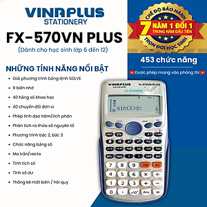 Máy tính học sinh Fx-570VN PLUS Phù Hợp Cho Học Sinh Lớp 6 Đến Đại Học, Bảo Hành 7 Năm