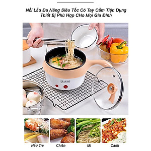 Nồi Lẩu Điện Đa Năng, Ca Nấu Mì Tiện Lợi Kèm Giá Hấp Có Tay Cầm Tiện Dụng 18cm, Nồi Lẩu Hấp Mini 2 Tầng Cao Cấp- Hàng Chính Hãng