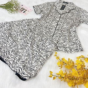 Đồ bộ mặc nhà nữ Pijama lụa VILADY - B136 kiểu đồ bộ ngắn họa tiết vằn đen siêu dễ thương, chất liệu lụa Pháp ( lụa latin)