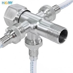 Van chia nước 3 nhánh ren ngoài 21 inox 304 Hobby home decor DNV4