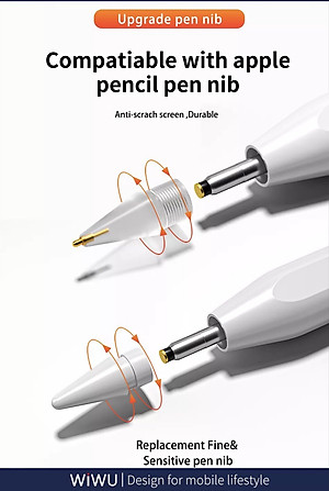 Bút Cảm Ứng Wiwu Pencil W Dành Cho Ipad Sạc Không Dây Từ Tính, Có Chỉ Báo Pin Trên Thân Bút - Hàng Chính Hãng