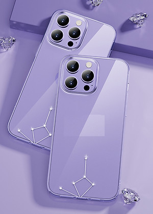 Ốp Lưng dành cho iPhone 14 Pro Max Cứng Trong Suốt Chống Ố Vàng siêu mỏng Đính Đá hiệu Memuni Diamon - Hàng nhập khẩu