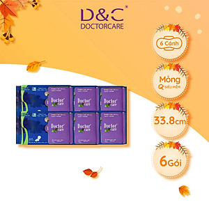 Combo 6 Băng vệ sinh ban đêm Doctor Care tinh chất thảo dược 33.8cm siêu thấm hút