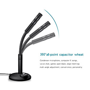 USB/3.5mm Computer Microphone, Plug & Play Desktop Omnidirectional Condenser PC Laptop Mic, with Independent Switch for Voice/Video Chat Conference