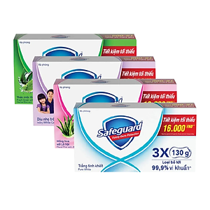 Combo 3 Xà Bông Cục SAFEGUARD Sạch 99,9% Vi Khuẩn & Dịu Nhẹ Cho Da 130g/125g
