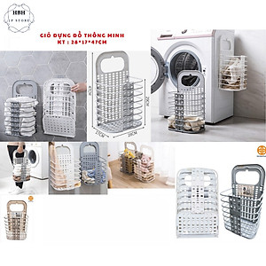 Giỏ gấp gọn đựng đồ treo tường nhựa VIỆT NHẬT kèm 1 móc dán chịu lực - giỏ đa năng đựng quần áo, đồ chơi, đồ ăn,...00540