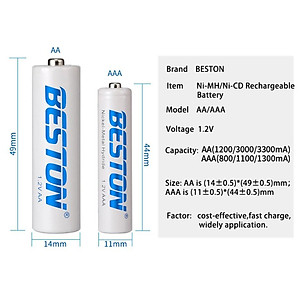 Pin tiểu sạc AA (2A) BESTON , Pin sạc dung lượng 1200mAh, 2000mAh, 3000mAh, 3300mAh - Pin 1.2V