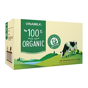 Thùng 12 Hộp Sữa Tươi Tiệt Trùng Vinamilk 100% Organic Không Đường (1lít)