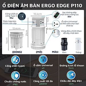 Ổ điện âm bàn Ergo Edge DandiHome tích hợp sạc không dây 15w - bảo hành 12 tháng