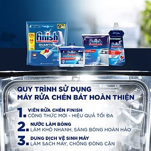 Túi 64 Viên Rửa Chén Bát Finish Powerball Quantum 12x sức mạnh, túi lớn siêu tiết kiệm