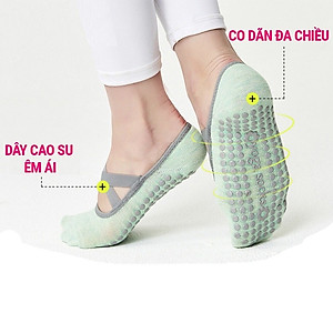 Tất tập yoga ,Vớ Chân Yoga, pilates barre quai chéo thấm mồ hôi gắn hạt silicon chống trơn trượt quai chéo kín ngón