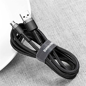 Cáp sạc nhanh đảo được đầu Baseus Cafule Micro USB v2 cho Smartphone Android Samsung/ Xiaomi/ Oppo/ Asus/ Huawei (dòng tối đa 2.4A, Quick charge 3.0) - Hàng chính hãng