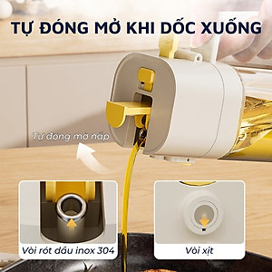Chai đựng kiêm xịt dầu ăn 2 trong 1 đa năng DandiHome - Bảo hành 6 tháng