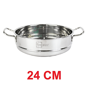 Bộ nồi inox 304 bếp từ 3 đáy và xửng hấp inox 24cm Fivestar nắp kính tặng 1 SẠN INOX