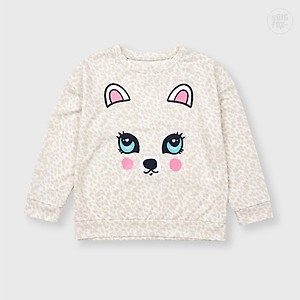 Bộ bé gái BIGFOX - MISS MEOW thu đông  size đại, bộ dài tay cho bé phong cách Hàn Quốc kem đốm in mèo 11 - 38 kg