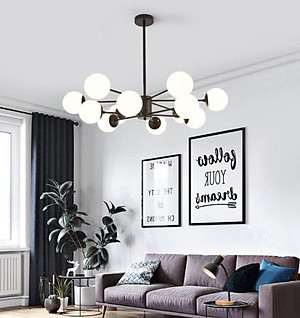 Đèn chùm ALIGA cao cấp hiện đại loại 12 bóng trang trí nội thất sang trọng - Kèm bóng LED chuyên dụng.