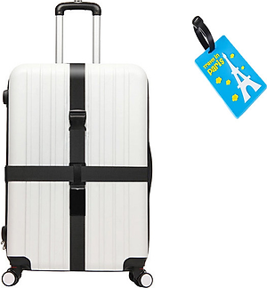 [KHÓA GÀI]-Dây đai cố định và bảo vệ vali an toàn mẫu đôi 2m, màu ngẫu nhiên+ Tặng kèm thẻ đeo hành lý ngẫu nhiên