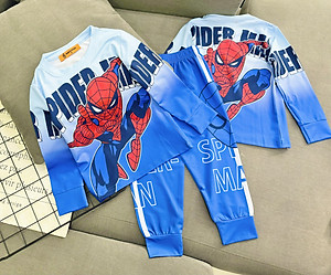 Đồ bộ bé trai, Bộ ngủ dài tay cho bé trai hình thể thao Siêu nhân từ 12-40kg chất thun lạnh mềm mịn mát