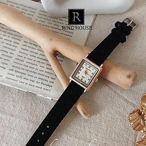 (Có sẵn)(Tặng Hộp+Pin) Đồng Hồ Nữ Doukou Ulzzang Mặt Vuông Nhỏ Dây Da Nhiều Màu Cao Cấp Đẹp Rẻ Ring House