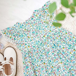 Váy đầm bé gái hè thu 1 lớp xinh mát hoa nhí đắp bèo viền ren hàng thiết kế MamLa