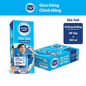 Thùng 48 Hộp Sữa Tươi Tiệt Trùng Dutch Lady Cô Gái Hà Lan Không Đường (48X180ml)