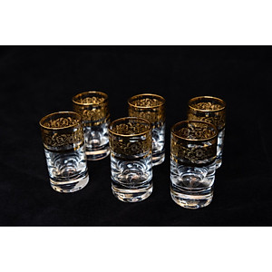 Bộ ly pha lê Tiệp cao cấp BOHEMIA 1239A, dung tích 35 ml, hoa tiết dây hoa mạ vàng, kiểu dáng sang trọng, hiện đại - Hàng chính hãng