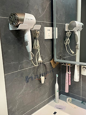 Giá Đỡ Treo Máy Sấy Tóc Dán Tường Hamart Lỗ Móc Đầu Cắm Chống Rối Dây Sấy Tóc Rảnh Tay Tiện Lợi