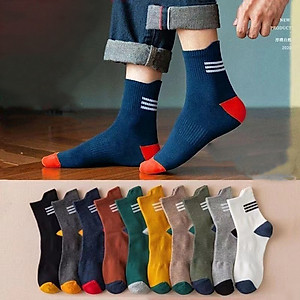 Combo 5 đôi tất vớ nam cổ cao, vớ Cotton co dãn thoáng mát