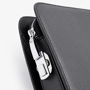 Ví Da Cầm Tay Clutch Nam Hàng Hiệu GENCE CK14 Da Bò Khóa Số Cao Cấp Màu Đen