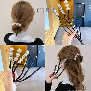 Kẹp búi tóc, kẹp quấn tóc dẻo củ tỏi đa năng, kẹp tóc đính hoa - ngọc hot trend style Hàn Quốc cho nữ - Culi.accessories
