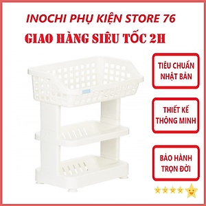 Kệ Nhà Bếp Để Đồ Đa Năng, Kệ Nhựa Cao Cấp 3 Tầng Nachi Đạt Tiêu Chẩu Xuất Nhật ,Châu Âu- Hàng chính hãng inochi ( Tặng khăn lau đa năng pakasa)