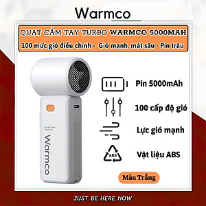 Quạt cầm tay turbo mini siêu mát Pin trâu 5000 mAh, nhỏ gọn linh hoạt hiệu Hotcase WARMCO - 100 chế độ gió, dùng liên tục 18h (tùy mức gió), thiết kế đẹp, bền - hàng nhập khẩu